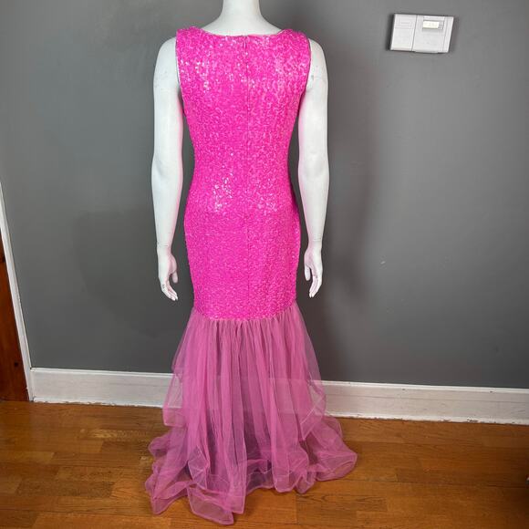 Faeriesty Mermaid dress Gown Size L Hot Pink sequins fairy Legally Blonde Prom - Picture 3 of 12